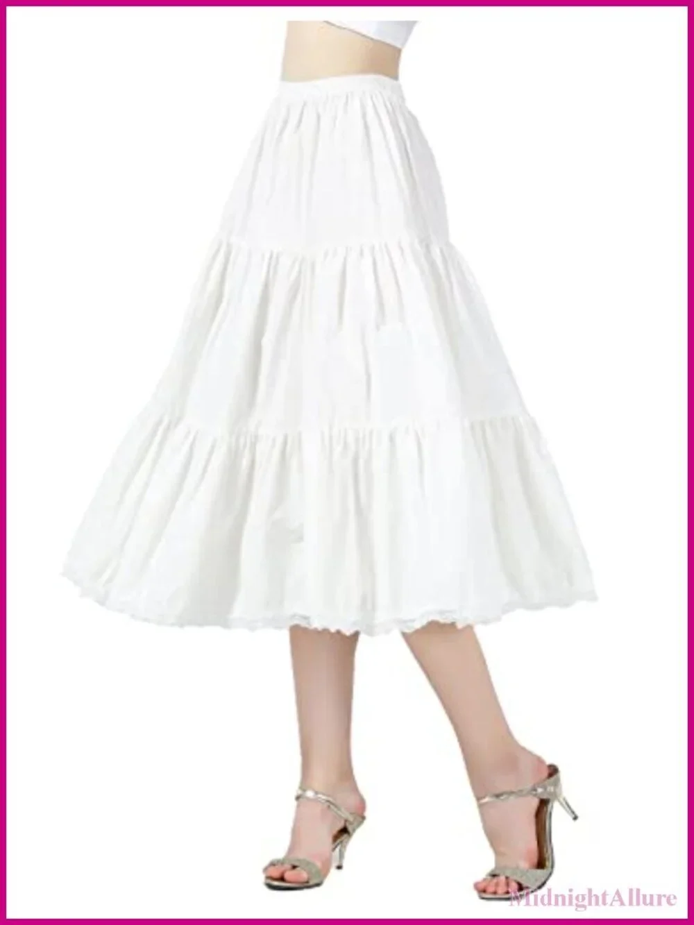 Women 100% Cotton 3 Tiered A-Line Retro Medieval Skirt